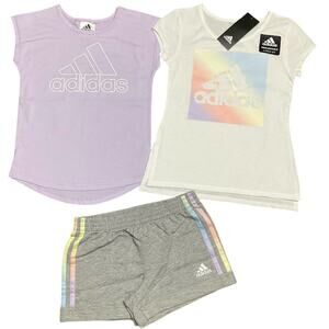 adidas Girls Activewear Shirts Shorts Set Purple Size 3T NWT